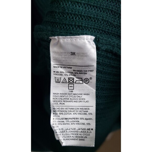 Old Navy Womens Cardigan Open Front 3X Hunter Green Oversized Pocket Casual Cozy - Picture 6 of 6